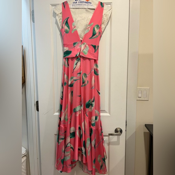 PatBO Pink and Green Sleeveless V-Neck Sundress - Picture 3 of 3